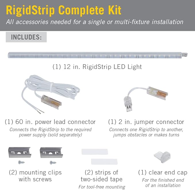 Armacost Lighting RigidStrip 12V 12" Linkable LED Strip Light Diffuser Kit 3000K 311120