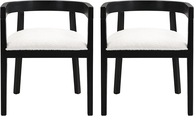 Christopher Knight Home Elev Set of 2 Fabric Upholstered Dining Chairs, Living Room Barrel Accent Chair Set, Round Backrest Dining Room Chair, Kitchen Island Extra Seat, Cream+Black