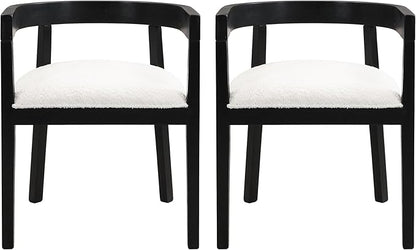 Christopher Knight Home Elev Set of 2 Fabric Upholstered Dining Chairs, Living Room Barrel Accent Chair Set, Round Backrest Dining Room Chair, Kitchen Island Extra Seat, Cream+Black