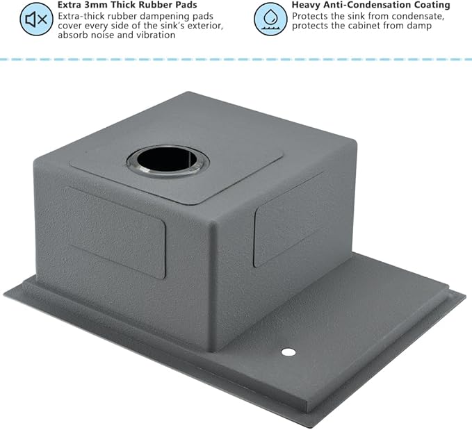 24 Inch Black Undermount Kitchen Sink with Glass Rinser-VASOYO 24x19 Black Kitchen Sink Undermount Workstation Wet Bar Sinks 16 Gauge Deep Single Bowl with Cup Washer