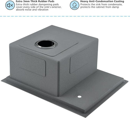 24 Inch Black Undermount Kitchen Sink with Glass Rinser-VASOYO 24x19 Black Kitchen Sink Undermount Workstation Wet Bar Sinks 16 Gauge Deep Single Bowl with Cup Washer
