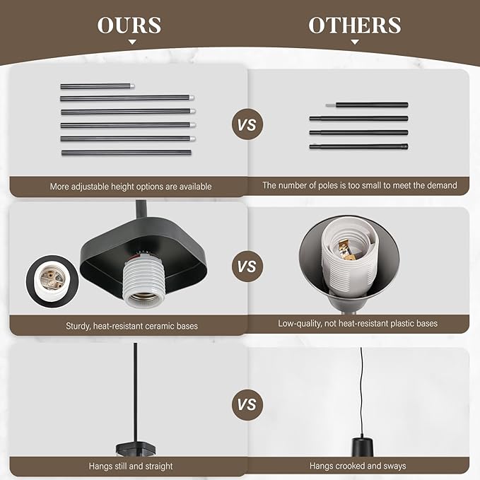 Modern Pendant Light Fixtures 2-Pack, Matte Black Pendant Lights Kitchen Island with Square Transparent Glass, Glass Pendant Light for Dining Room, Bedroom, Living Room, Farmhouse