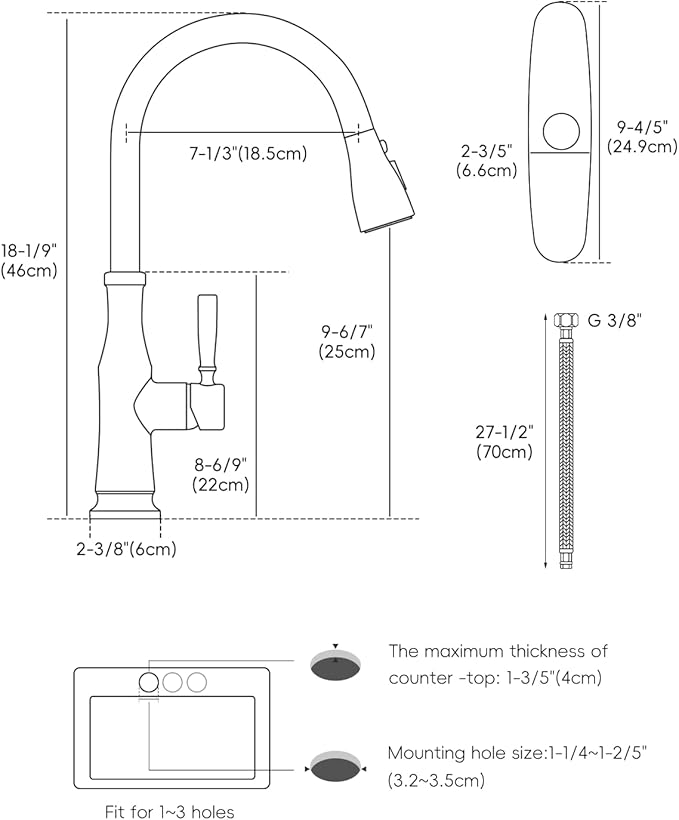 APPASO Kitchen Faucets with Pull Down Sprayer 3-Mode, 360° Swivel, 20-Inch Hose, Single Handle High Arc SUS 304 Stainless Steel Brushed Nickel Faucet with Deck Plate for 1-3 Hole Sink