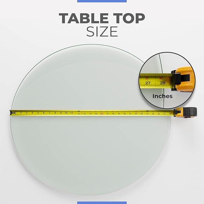 28" Inch Round Glass Table Top 1/2" Thick Tempered Beveled Edge by Fab Glass and Mirror