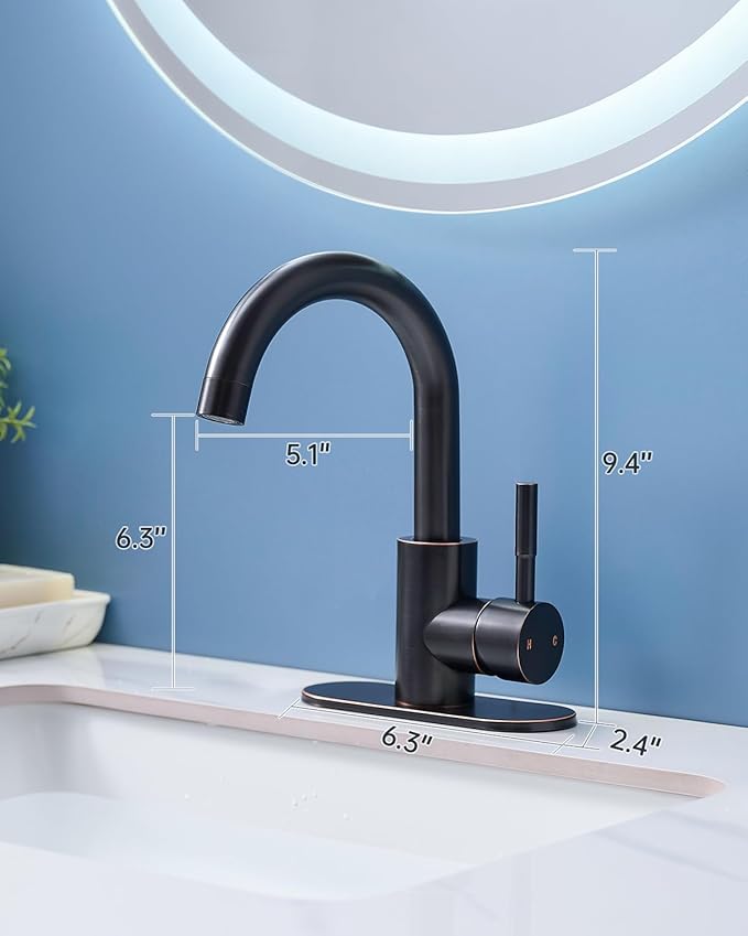 Fransiton Bathroom Faucets, Bar Sink Faucet Single Hole for Bathroom Kitchen Campers with Pop-Up Drain Hose, Suitable for Farmhouse Vanity Lavatory