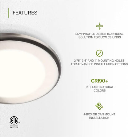 ASD 12 Pack LED Disk Lights 4 Inch, 10W 3000K Warm White 650LM CRI90+, Dimmable Flush Mount Ceiling Light Fixture, Low Profile Surface Mount Disc, Junction Box or Recessed Can Install, ETL