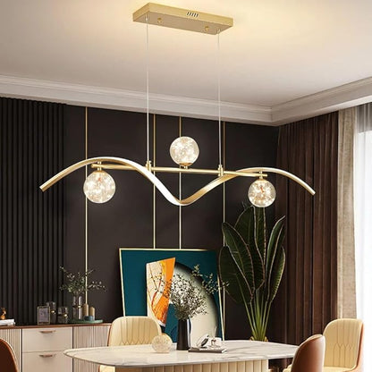 LED Linear Kitchen Island Light Fixtures, Modern Dimmable Dining Room Light Fixture 4-Light