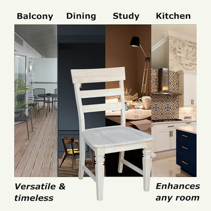 IC International Concepts Java Dining Chair Set of 2, Hardwood, Ready-to-Finish, 36.6"H with 18"H Seats, 19.7"W x 22"D, Ideal for Dining Room Furniture - Unfinished