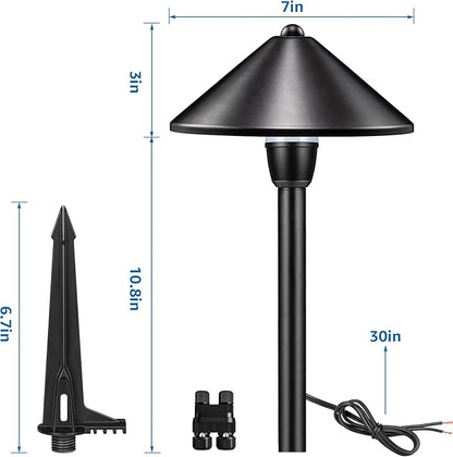 SUNVIE LED Low Voltage Pathway Lights 3W 3000K Pathway Lighting 12-24V Low Voltage Landscape Lights IP65 Waterproof Aluminum Landscape Path Lights for Yard Garden Walkway ETL Listed Cord, 4 Pack