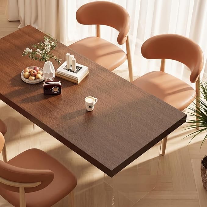 Kitchen Dining Chairs Set of 6 Modern Upholstered Leather Farmhouse Dining Room Chair with Metal Legs, Brown/Original