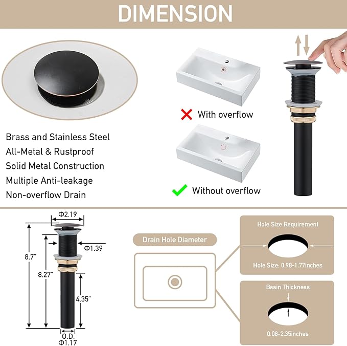 AVSIILE LED Bathroom Sink Faucet, Matte Black Waterfall Single Hole Handle Vanity Faucets for Sinks 1 Hole with Metal Pop Up Drain and 2 Water Supply Lines, Side Handle