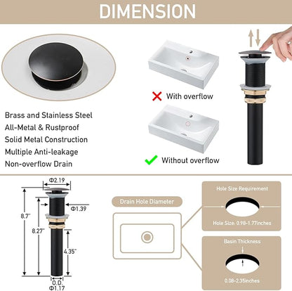 AVSIILE LED Bathroom Sink Faucet, Matte Black Waterfall Single Hole Handle Vanity Faucets for Sinks 1 Hole with Metal Pop Up Drain and 2 Water Supply Lines, Side Handle