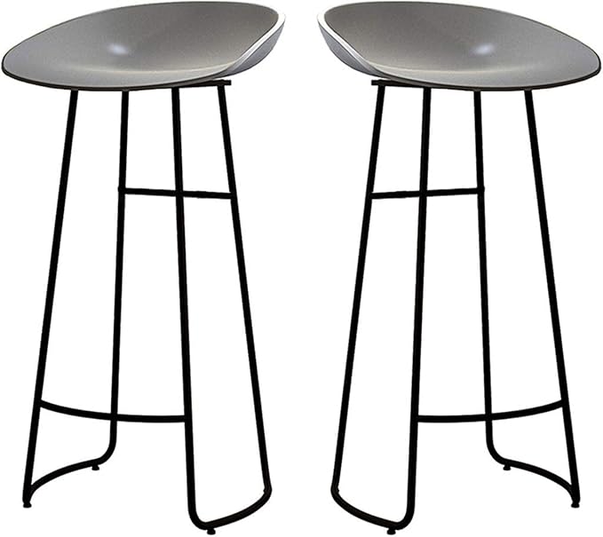 Minimalist Plastic PP Stools Backless with Metal Legs, Kitchen Island Dining Chairs with Comfortable Footrest, Counter Height Stools for Counter,Grey-65cm