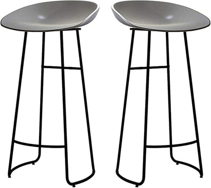 Minimalist Plastic PP Stools Backless with Metal Legs, Kitchen Island Dining Chairs with Comfortable Footrest, Counter Height Stools for Counter,Grey-75cm