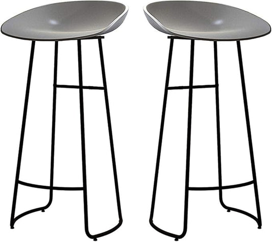 Minimalist Plastic PP Stools Backless with Metal Legs, Kitchen Island Dining Chairs with Comfortable Footrest, Counter Height Stools for Counter,Grey-75cm