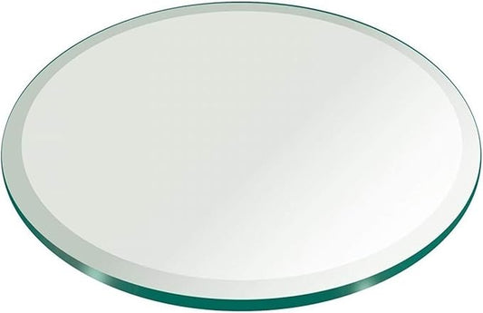 36" Inch Round Glass Table Top 3/8" Thick Tempered Beveled Edge by Fab Glass and Mirror