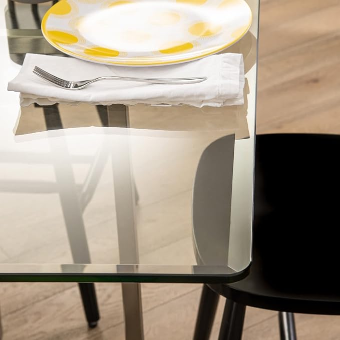 Spancraft 17" Square Clear Tempered Glass Table Top 3/8" Thick - Flat Polish Edge