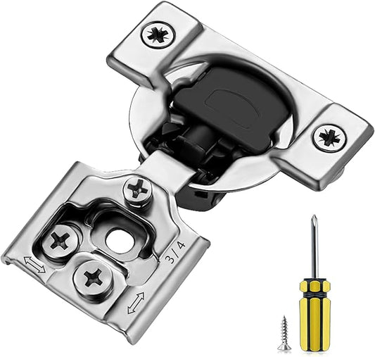 Ravinte 20 Pack 10 Pair 3/4 inch Overlay Soft Close Hidden Door Hinge for Kitchen Cabinet Hardware - Stainless Steel & Satin Nickel