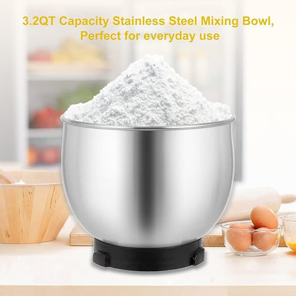 Kitchen in the box Stand Mixer,3.2Qt Small Electric Food Mixer,6 Speeds Portable Lightweight Kitchen Mixer for Daily Use with Egg Whisk,Dough Hook,Flat Beater