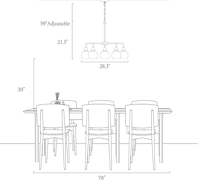 KSANA 5 Light Kitchen Island Lighting, Mid-Century Modern Dining Room Chandeliers Black Gold Chandelier Light Fixture with Globe Mercury Glass for Living Room, Kitchen, Bedroom, Hallway, 28.3" W
