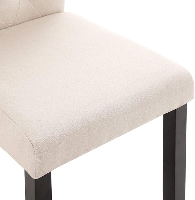 Cream Fabric Dining Chairs Set of 2 Modern Farmhouse Kitchen Chairs with Rubber Wood Frame Soft Upholstered Seats for Dining Room Vanity Living Room
