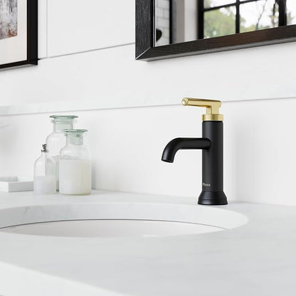 Pfister Capistrano Single Control Lavatory Faucet in Matte Black and Brushed Gold