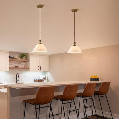 This Kitchen Island Pendant Light Features a Solid Brass Body paired with a high-Transparency Glass Shade