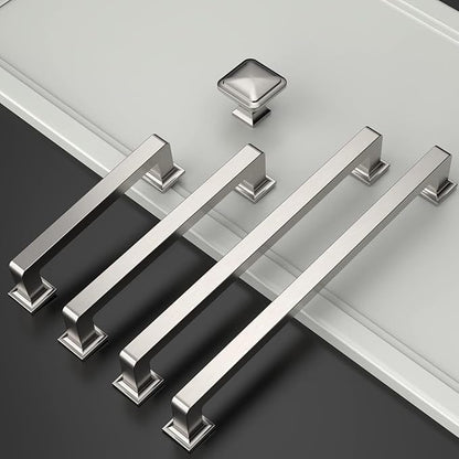 Amerdeco 10 Pack Brushed Satin Nickel Cabinet Pulls 10 Inch(256MM) Hole Centers Kitchen Cabinet Handles Cabinet Hardware Kitchen Handles for Cabinets Cupboard Handles Drawer Pulls ZH0019…