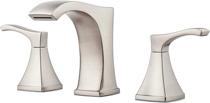 Pfister Venturi 8 in Widespread 3 Hole Bathroom Sink Faucet with Push & Seal Drain, Spot Defense Brushed Nickel Finish, 2 Handle Vanity Faucet for Sink LF049VNGS