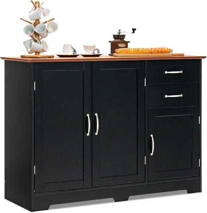 PETSITE Buffet Cabinet, Kitchen Sideboard with Storage Cabinets & Drawers, Adjustable Shelf, Modern Credenza Coffee Bar Server Console Table Cupboard for Entryway Living Dining Room