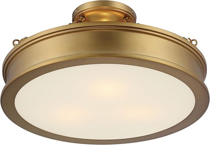 Minka Lavery 4177-249 Harbour Point Semi-Flush, 3-Light, 300 Total Watts, 19-in H x 9.75-in W, Liberty Gold