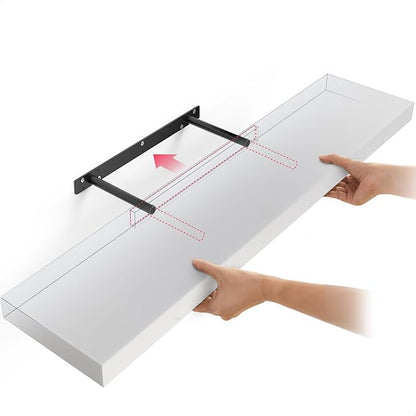 Ballucci Floating Shelves for Wall, 36" Wood Wall Shelf Set of 2, with Invisible Brackets for Bathroom, Living Room, Bedroom, Kitchen, Nursery, 8" Deep, White