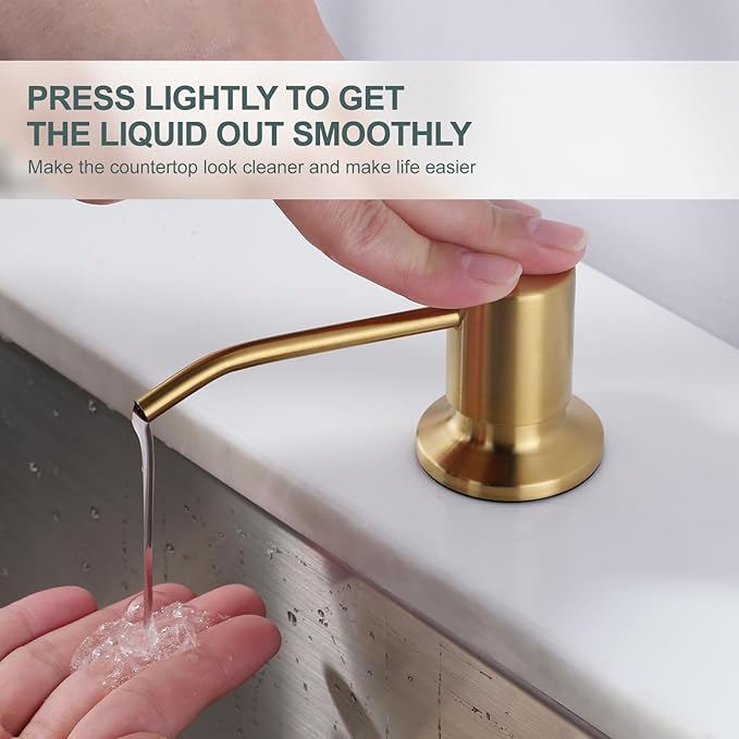 Gold Kitchen Faucet with Soap Dispenser, WOWOW Stainless Steel Kitchen Faucet for Sink 2 or 4 Hole, High Arc Vintage Kitchen Sink Faucet with Pull Down Sprayer
