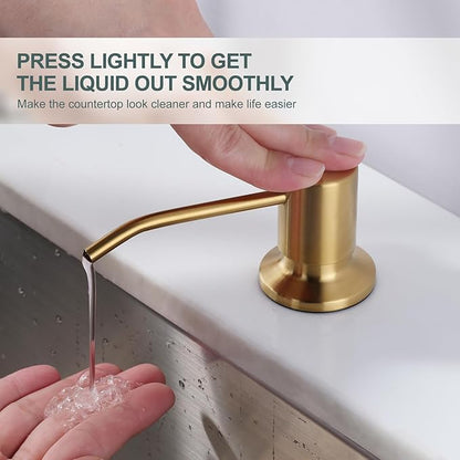 Gold Kitchen Faucet with Soap Dispenser, WOWOW Stainless Steel Kitchen Faucet for Sink 2 or 4 Hole, High Arc Vintage Kitchen Sink Faucet with Pull Down Sprayer