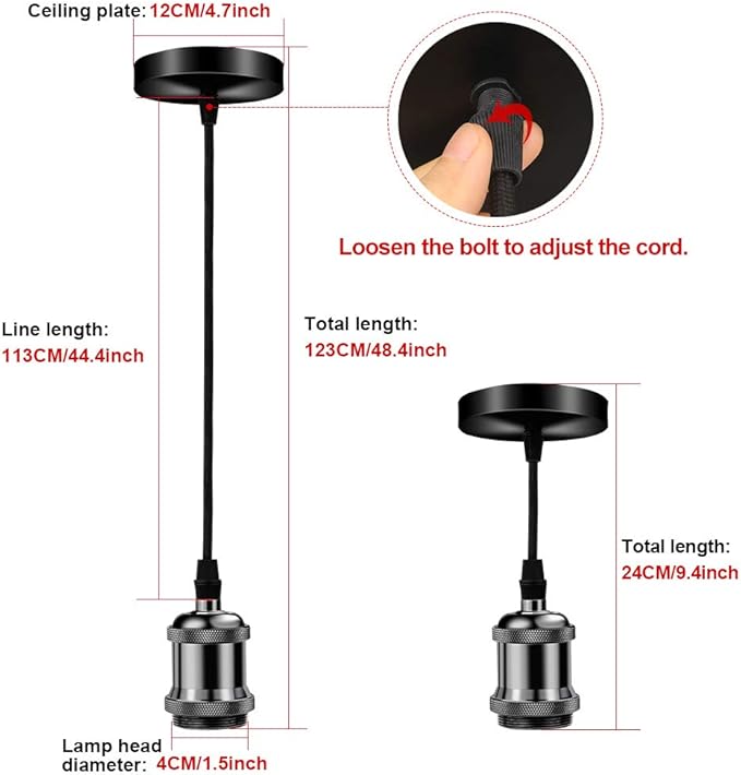 jose2015 3Pcs Pendant Lighting Ceiling Pendant Light Fitting Kits Cord E26 Socket Black Pendant Light Fixtures for Kitchen Isand Bar Cafe. (Black)