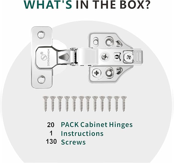 20 Pack Inset Overlay Soft Close Cabinet Hinges 105° Frameless 3 Way Adjustable Soft Close Hinges for Cabinet Doors Kitchen Cabinet Door Hinges with Screws