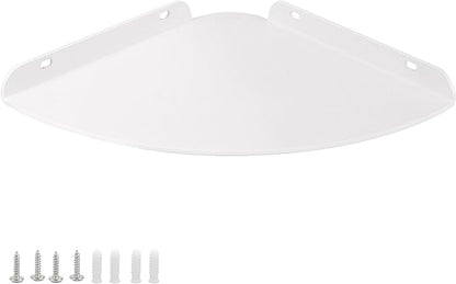 Small Floating Corner Shelves Metal Corner Wall Mounted Shelf Curved Corner Hanging Shelving for Bathroom, Kitchen, Living Room, Office, Bedroom & Dorm (White 2 pcs)