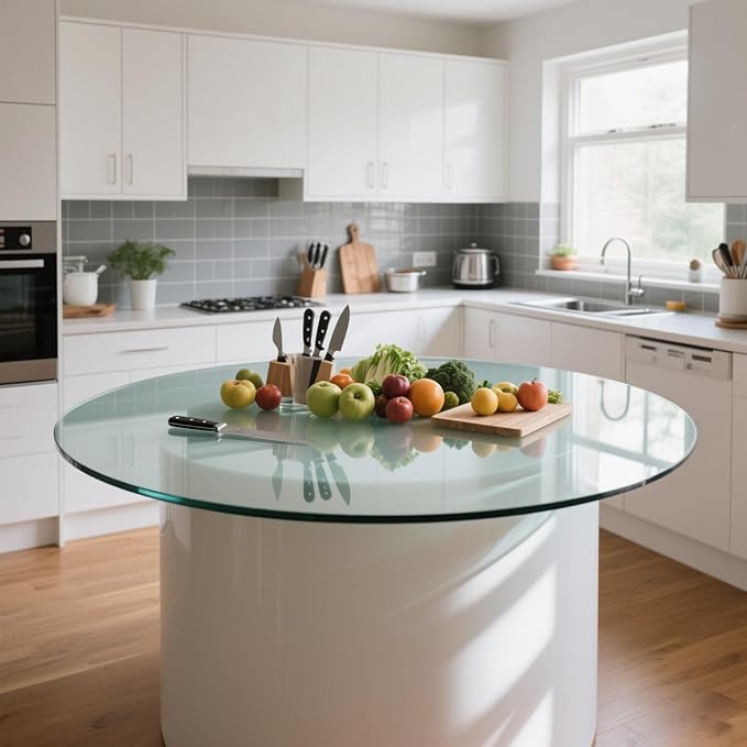 42" Round Tempered Glass Table Top, Clear Surface Flat Polished Edge for Furniture Protection Patio Dining Coffee End Tables (42 inch)