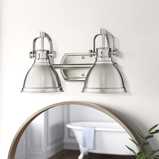 Emliviar 2-Light Vanity Lights, Modern Bathroom Light Fixture with Metal Shade, Brushed Nickel Finish, 4054-2W BN