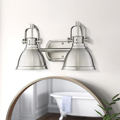 Emliviar 2-Light Vanity Lights, Modern Bathroom Light Fixture with Metal Shade, Brushed Nickel Finish, 4054-2W BN