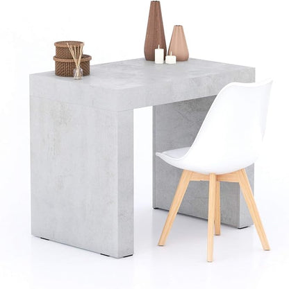 Mobili Fiver, Evolution Dining Table 35.4 x 23.6 in, Concrete Effect, Grey with Two Legs, for 2 People, Modern Dining Table for Kitchen, Italian Furniture