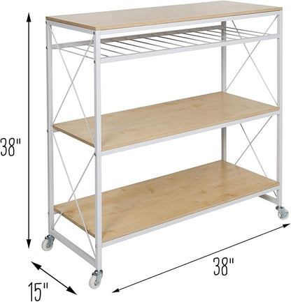 Honey-Can-Do Rolling Kitchen Island, White/Oak SHF-09512 White