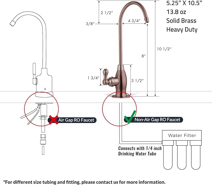iSpring GK1-AW Reverse Osmosis Drinking Water Faucet, High Spout RO Faucet for Under Sink Water Filtration Systems, Antique Wine