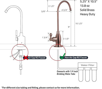iSpring GK1-AW Reverse Osmosis Drinking Water Faucet, High Spout RO Faucet for Under Sink Water Filtration Systems, Antique Wine