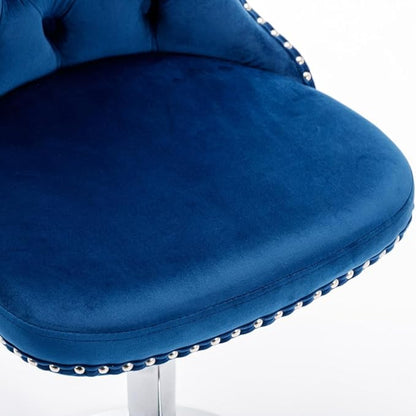 17.7 inch Base, Modern Upholstered Bar Stools with Backs Comfortable Tufted for Home Pub and Kitchen Island,Gray,Set of 2 (Blue + Velvet + Foam-2)