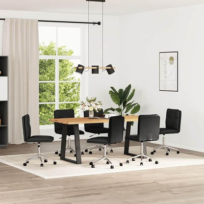 Set of 6 Black Faux Leather Dining Chairs, Modern Accent Seats 16.3" Seat Depth, Matte Finish Plywood & Metal Frame, 242.5 lb Capacity for Kitchen, Dining Room or Living Room