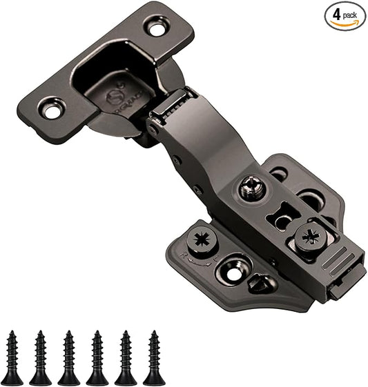 4 Pack Inset Overlay Soft Close Cabinet Hinges 105° Frameless 3 Way Adjustable Soft Close Hinges for Cabinet Doors Kitchen Cabinet Door Hinges with Screws