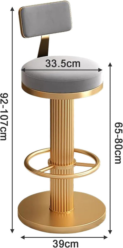 s, Adjustable Counter Height Chairs, Upholstered Chairs for Kitchen Island, Cafe, Pink,Grey-Sitting Height 6580cm