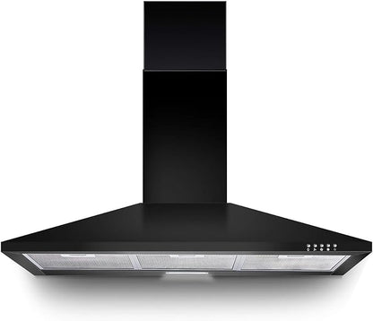 SNDOAS Range Hood 36 inch,Black Vent Hood with 450CFM & 3-Speed, Ducted/Ductless Convertible,Mesh Filters & Push Button Control for Stove Hood,Chimney-style Black Range Hood Wall Mount