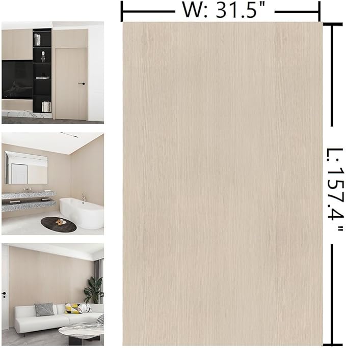 Boobest 31.5"x157" Large Size Peel and Stick Wallpaper Beige Wood Look Contact Paper for Walls Furniture Waterproof Wood Vinyl Film for Bathroom Bedroom Living Room Kitchen Temporary Modern Wallpaper